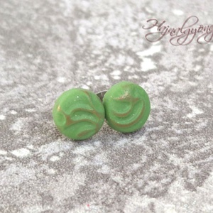 ZÖLD BRONZ fülbevaló 10 mm - ékszer - fülbevaló - pötty fülbevaló - Meska.hu