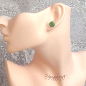ZÖLD BRONZ fülbevaló 10 mm - ékszer - fülbevaló - pötty fülbevaló - Meska.hu