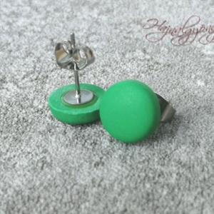 VILÁGOSZÖLD fülbevaló 10 mm - ékszer - fülbevaló - pötty fülbevaló - Meska.hu