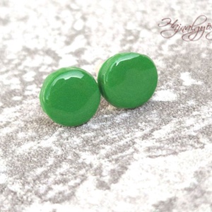 ÉLÉNK ZÖLD fülbevaló 10 mm, Ékszer, Fülbevaló, Pötty fülbevaló, Ékszerkészítés, Gyurma, MESKA