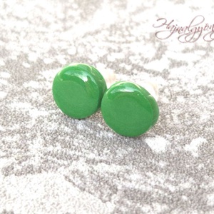 ÉLÉNK ZÖLD fülbevaló 10 mm - ékszer - fülbevaló - pötty fülbevaló - Meska.hu