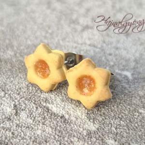 LINZER VIRÁG fülbevaló , Ékszer, Fülbevaló, Pötty fülbevaló, Ékszerkészítés, Gyurma, MESKA