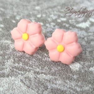 RÓZSASZÍN VIRÁG nemesacél fülbevaló  - ékszer - fülbevaló - pötty fülbevaló - Meska.hu