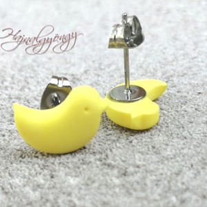 MADÁRKA - sárga nemesacél fülbevaló  - ékszer - fülbevaló - pötty fülbevaló - Meska.hu