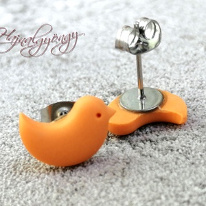 MADÁRKA - narancssárga nemesacél fülbevaló  - ékszer - fülbevaló - pötty fülbevaló - Meska.hu