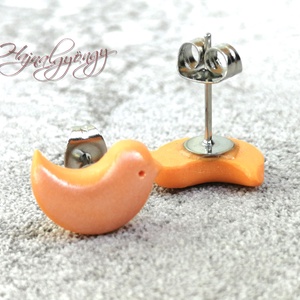 MADÁRKA - narancssárga nemesacél fülbevaló  - ékszer - fülbevaló - pötty fülbevaló - Meska.hu