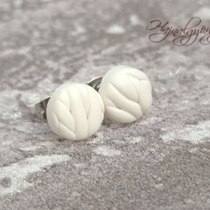 FEHÉR KÖTÖTT nemesacél fülbevaló 10 mm, Ékszer, Fülbevaló, Pötty fülbevaló, Ékszerkészítés, Gyurma, MESKA