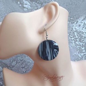 MILKY WAY - fekete fehér nemesacél fülbevaló - ékszer - fülbevaló - lógós kerek fülbevaló - Meska.hu