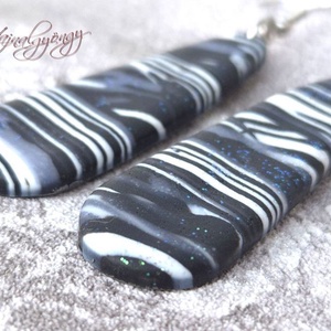 MILKY WAY - fekete fehér nemesacél fülbevaló - ékszer - fülbevaló - lógó fülbevaló - Meska.hu