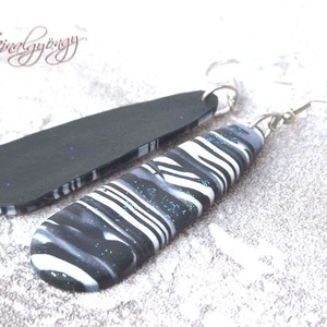 MILKY WAY - fekete fehér nemesacél fülbevaló - ékszer - fülbevaló - lógó fülbevaló - Meska.hu