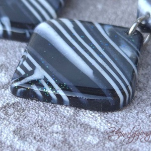 MILKY WAY - fekete fehér nemesacél fülbevaló - ékszer - fülbevaló - lógó fülbevaló - Meska.hu