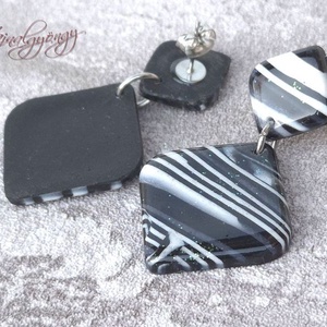 MILKY WAY - fekete fehér nemesacél fülbevaló - ékszer - fülbevaló - lógó fülbevaló - Meska.hu