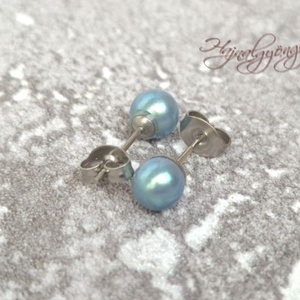 PRECIOSA kék gömb nemesacél fülbevaló 6 mm - ékszer - fülbevaló - pötty fülbevaló - Meska.hu