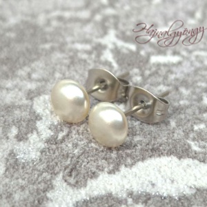 PRECIOSA fehér félgömb nemesacél fülbevaló 6 mm, Ékszer, Fülbevaló, Pötty fülbevaló, Ékszerkészítés, MESKA