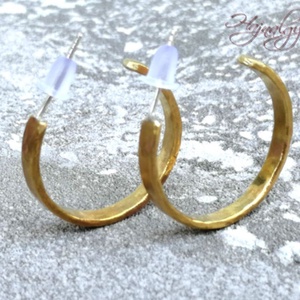 Sárgaréz karika fülbevaló - ékszer - fülbevaló - karika fülbevaló - Meska.hu