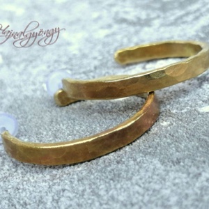 Sárgaréz karika fülbevaló, Ékszer, Fülbevaló, Karika fülbevaló, Ékszerkészítés, Ötvös, MESKA