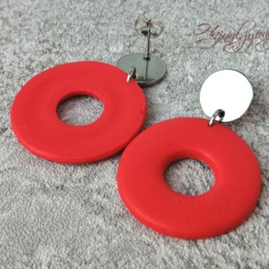 PIROS karika nemesacél fülbevaló - ékszer - fülbevaló - lógós kerek fülbevaló - Meska.hu