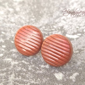 BRONZ CSÍKOS nagy fülbevaló , Ékszer, Fülbevaló, Pötty fülbevaló, Ékszerkészítés, Gyurma, MESKA