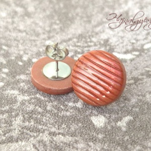 BRONZ CSÍKOS nagy fülbevaló  - ékszer - fülbevaló - pötty fülbevaló - Meska.hu