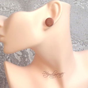 BRONZ CSÍKOS nagy fülbevaló  - ékszer - fülbevaló - pötty fülbevaló - Meska.hu