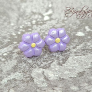 LILA VIRÁG nemesacél fülbevaló , Ékszer, Fülbevaló, Pötty fülbevaló, Ékszerkészítés, Gyurma, MESKA