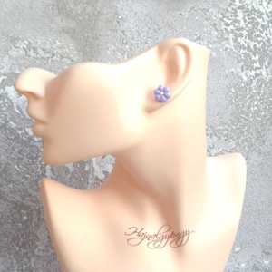 LILA VIRÁG nemesacél fülbevaló  - ékszer - fülbevaló - pötty fülbevaló - Meska.hu