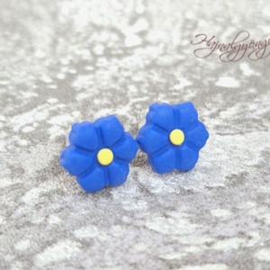 KÉK VIRÁG nemesacél fülbevaló  - ékszer - fülbevaló - pötty fülbevaló - Meska.hu