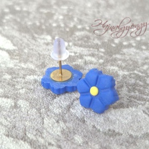 KÉK VIRÁG nemesacél fülbevaló  - ékszer - fülbevaló - pötty fülbevaló - Meska.hu