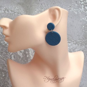 ACÉLKÉK kerek fülbevaló - ékszer - fülbevaló - lógós kerek fülbevaló - Meska.hu