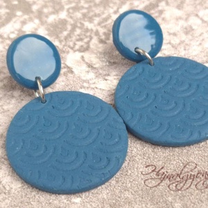 ACÉLKÉK kerek fülbevaló, Ékszer, Fülbevaló, Lógós kerek fülbevaló, Ékszerkészítés, Gyurma, MESKA