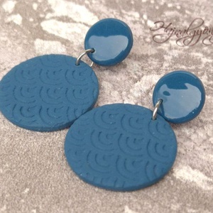 ACÉLKÉK kerek fülbevaló - ékszer - fülbevaló - lógós kerek fülbevaló - Meska.hu