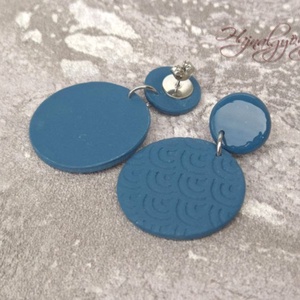 ACÉLKÉK kerek fülbevaló - ékszer - fülbevaló - lógós kerek fülbevaló - Meska.hu