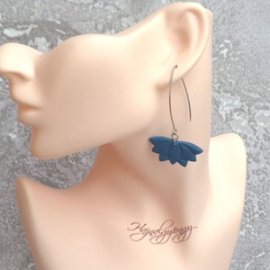 ACÉLKÉK lótusz fülbevaló - ékszer - fülbevaló - lógó fülbevaló - Meska.hu