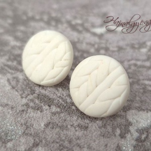 FEHÉR KÖTÖTT nemesacél fülbevaló 15 mm - ékszer - fülbevaló - pötty fülbevaló - Meska.hu