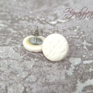 FEHÉR KÖTÖTT nemesacél fülbevaló 15 mm - ékszer - fülbevaló - pötty fülbevaló - Meska.hu