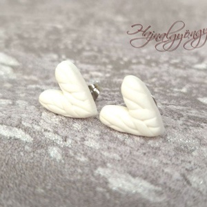 FEHÉR KÖTÖTT SZÍV nemesacél fülbevaló  - Meska.hu