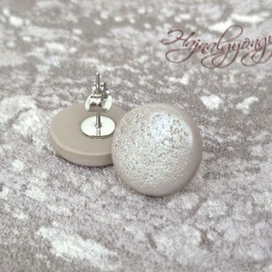 FÉNYES BÉZS nemesacél fülbevaló 15 mm, Ékszer, Fülbevaló, Pötty fülbevaló, Ékszerkészítés, Gyurma, MESKA