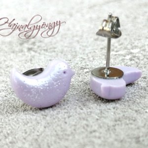 MADÁRKA - lila nemesacél fülbevaló  - ékszer - fülbevaló - pötty fülbevaló - Meska.hu