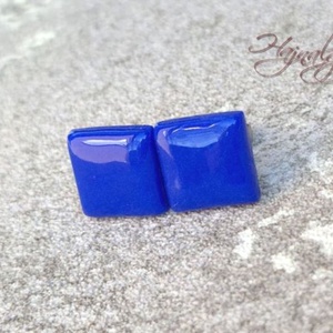 KIRÁLYKÉK négyzet nemesacél fülbevaló  - Meska.hu