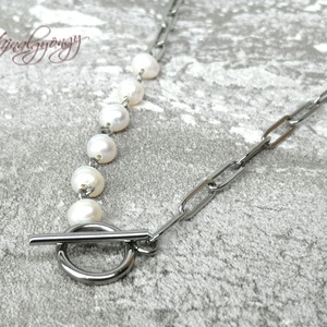 Gyöngyös nagyszemű nemesacél nyaklánc - Meska.hu