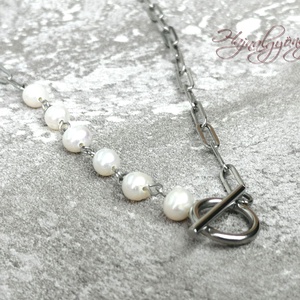 Gyöngyös nagyszemű nemesacél nyaklánc - ékszer - nyaklánc - medál nélküli nyaklánc - Meska.hu