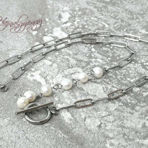 Gyöngyös nagyszemű nemesacél nyaklánc - ékszer - nyaklánc - medál nélküli nyaklánc - Meska.hu