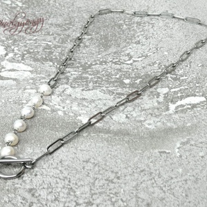 Gyöngyös nagyszemű nemesacél nyaklánc - ékszer - nyaklánc - medál nélküli nyaklánc - Meska.hu