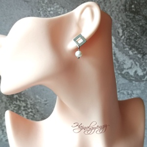 Gyöngyös nemesacél fülbevaló - ékszer - fülbevaló - lógó fülbevaló - Meska.hu