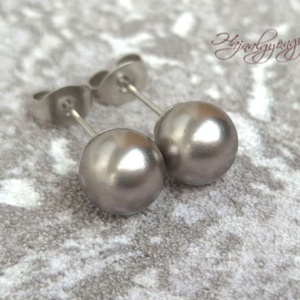 PRECIOSA szürke gömb nemesacél fülbevaló 8 mm - Meska.hu