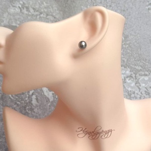 PRECIOSA szürke gömb nemesacél fülbevaló 8 mm - ékszer - fülbevaló - pötty fülbevaló - Meska.hu