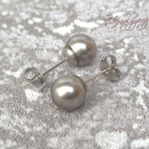 PRECIOSA szürke gömb nemesacél fülbevaló 8 mm - ékszer - fülbevaló - pötty fülbevaló - Meska.hu