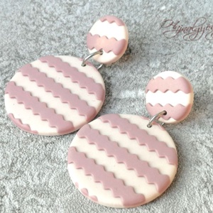 PASZTELL CSÍKOK nemesacél fülbevaló, Ékszer, Fülbevaló, Lógó fülbevaló, Gyurma, Ékszerkészítés, MESKA