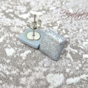 EZÜST NÉGYZET nemesacél fülbevaló 10 mm - ékszer - fülbevaló - pötty fülbevaló - Meska.hu