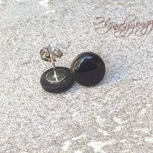 FEKETE nemesacél fülbevaló 10 mm - ékszer - fülbevaló - pötty fülbevaló - Meska.hu